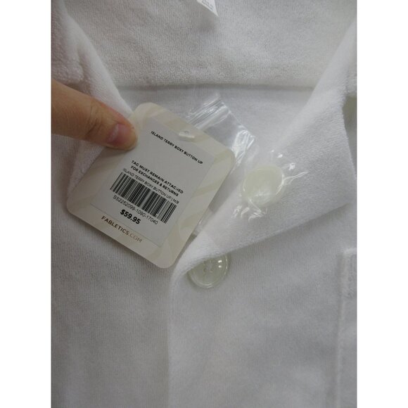 Fabletics Shirt Medium Island Terry Cloth Boxy Shirt Button Up NWT * - Picture 11 of 13